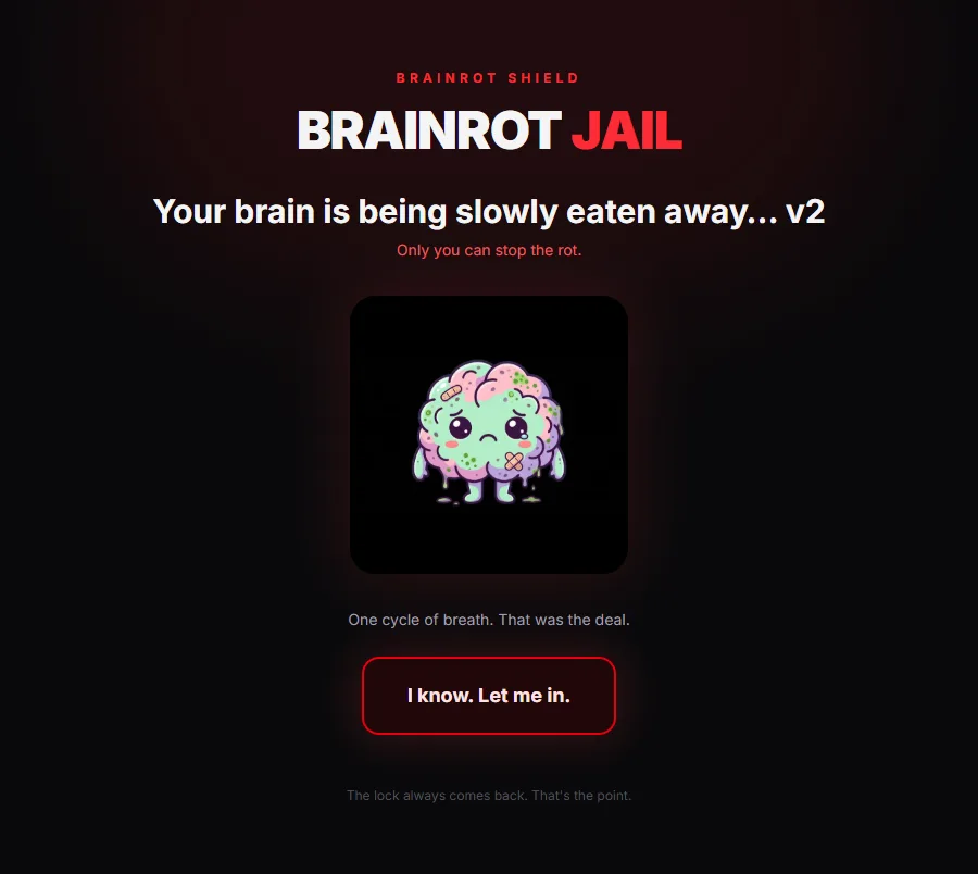 Brainrot Jail desktop screenshot 3: Admit it, then earn 25 minutes